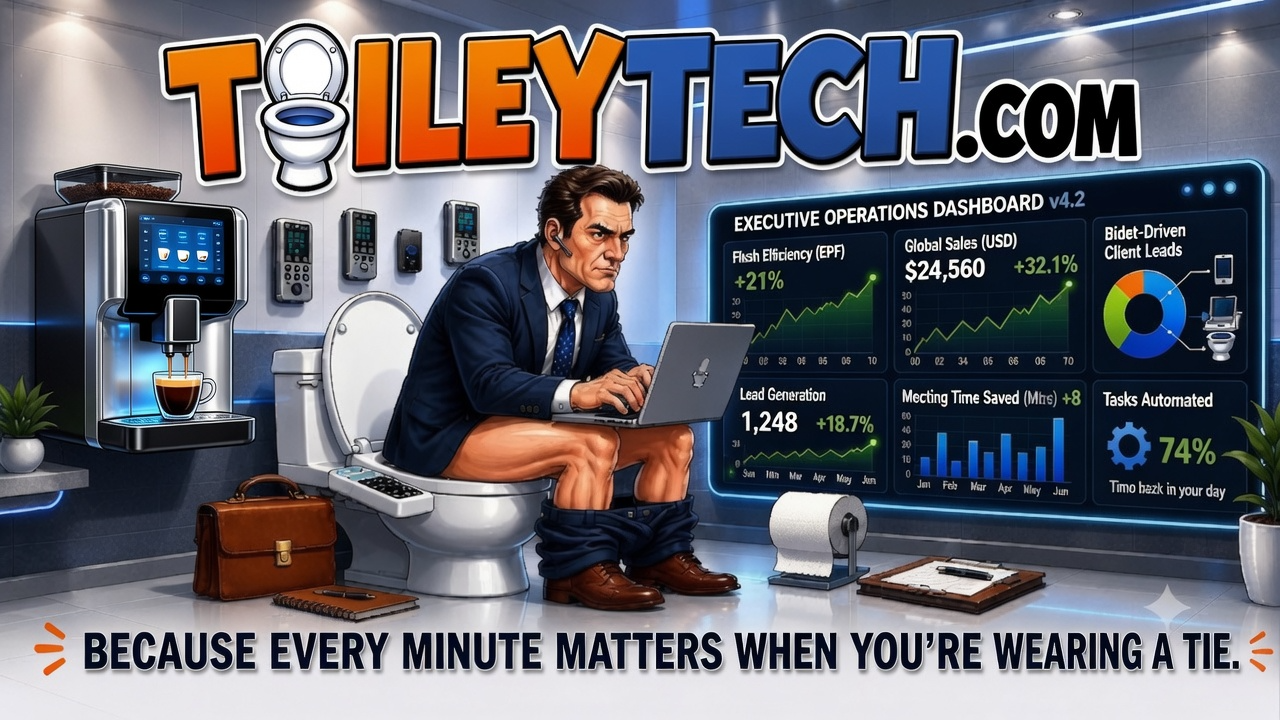 toileytech.com — Build your business while doing your business. Because every minute matters when you're wearing a tie.